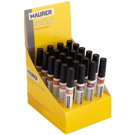 MAURER expositor rotuladores retoque madera 24 piezas. , Expositor Rotuladores Retoque Madera - Expositor de 24 piezas.- Color: Nogal Claro, Nogal Oscuro, Cerezo y Robl (1/5)