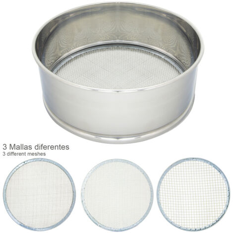 harinero tamizador acero inoxidable ø 20 cm. con 3 mallas intercambiables (1/3)