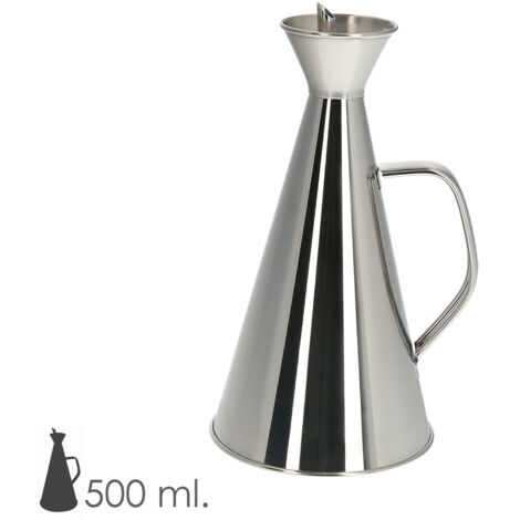 ORYX aceitera  acero inoxidable antigoteo 500 ml. , Aceitera Inoxidable Antigoteo- Capacidad: 500 ml.- Medidas:Ø 10,2 cm base x 21.7 cm.alto.- Fabricada en Acero