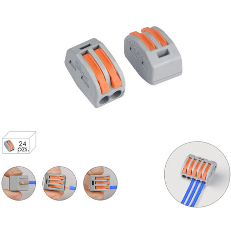 regleta conexion rapida, conexion electrica 2 polos, ø 4 mm. 32 a, paquete 24 unidades
