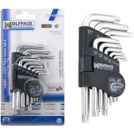 WOLFPACK LINEA PROFESIONAL juego llaves torx l 9 piezas inviolable