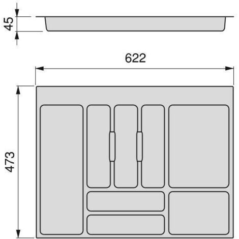 Emuca - Portaposate per cassetto da cucina Vertex/Concept 500, modulo 800 mm, Spalle 16mm, Plastica, grigio antracite