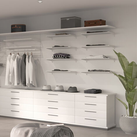 emuca lote para 4 estantes con soportes y placas de fijación a pared jagmet, longitud 230mm, acero, pintado blanco (1/5)