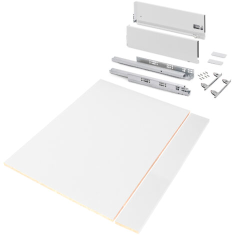 emuca kit de cajón para cocina o baño vertex de altura 178mm con regulación 3d, tableros incluidos, módulo 900mm, pintado blanco