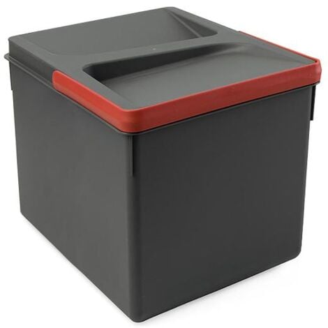 emuca contenedor de reciclaje para cajón de cocina recycle altura 216mm, 1x12litros, plástico gris antracita