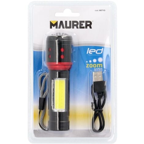 Linterna LED EDM COB 8W 500lm recargable con USB