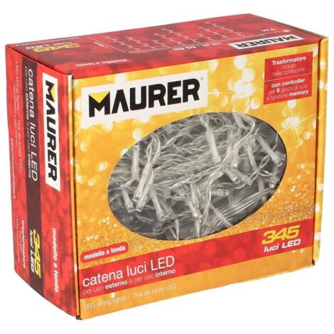 guirnalda luces navidad cortina 10x1 metros 345 leds multicolor. luz navidad interiores y exteriores ip44. cable transparente