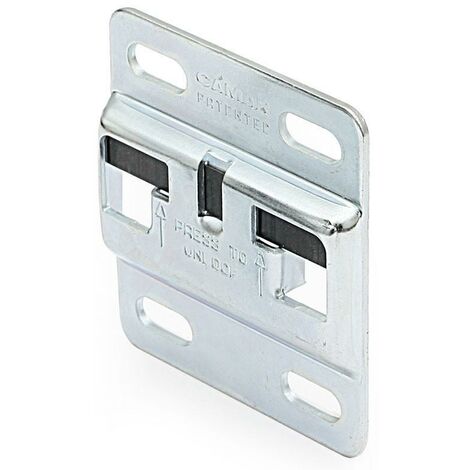 CAMAR chapa antidescolgamiento forte 60mm , Placa para colgador de muebles FORTE con seguro antivuelcoMaterial: hierroAcabado:  zincadoGracias a s