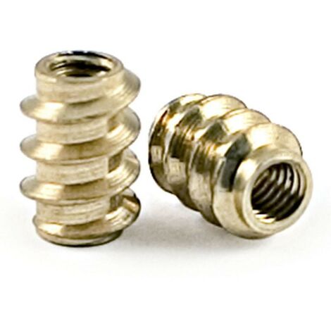 tuerca embutir laton rosca madera d6-8 m4  ideal para pomos y tiradores de madera.