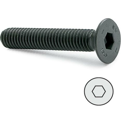 tornillo rosca metal allen din 7991 negro metrica m-8 largo 60mm
