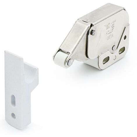 ACCESORIOS MUEBLES minilatch vaivén con enganche acabado níquel-blanco (1/2)