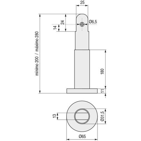 pata telescopica 20-28cms cabine inoxidable para tablero de 13mm.-