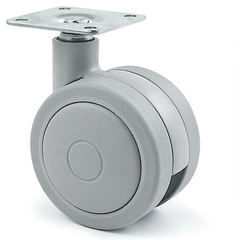 rueda giratoria rolom aro doble ø75 plástico gris-  banda rodadura de goma.