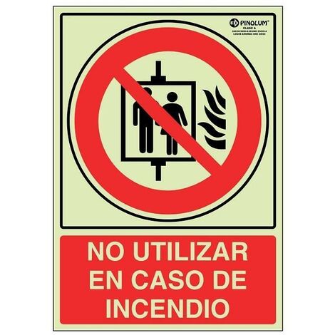 señal 7025 plast.297x210''no.ut.inc.''lum (ascensor)no utilzar en caso de incendio (1/2)