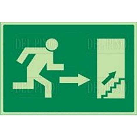 señal 965 plast.297x210''s.emerg.dch''lum. (pictograma)salida dcha.escalera.arriba (1/2)