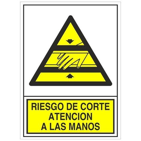 señal 396 plast.295x210''r.corte manos'' riesgo de corte atencion las manos (1/2)