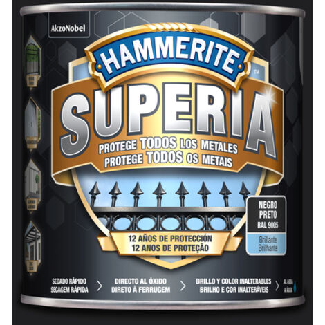 Hammerite Superia Esmalte antioxidante al agua Brillante Negro 2,5 L (1/4)