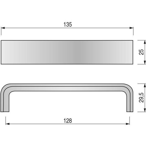 tirador aluminio sense acabado plata mate dist. agujero dist. 128mm.