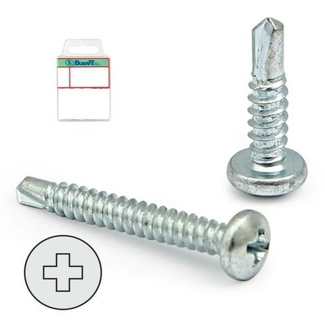 blister tornillo broca cabeza alomada din 7504-n cincado larg.r/chapa 25mm ø rosca chapa 3.9mm (1/2)
