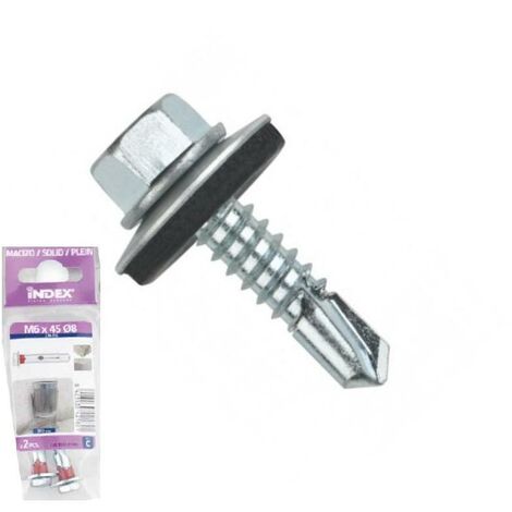 blister tornillo broca cabeza hexagonal din 7504-k con arandela p-14 cincado largo 19mm ø rosca chapa 4.8mm