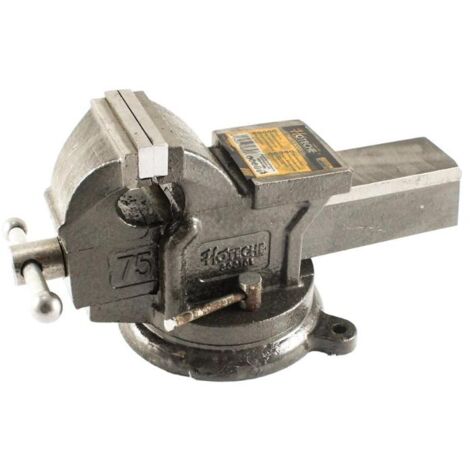 HOTECHE tornillo banco 75mm acero fundido , Tornillo de acero 75 mm Manivela de apertura giratoria Acero Negro Base redonda giratoria para atornillar a una superfi (1/2)