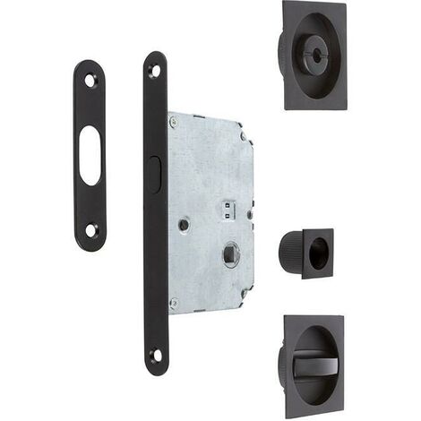 kit cierre puerta corredera cuadradas negro mat 56x56 exterior, d48 interior. (1/3)