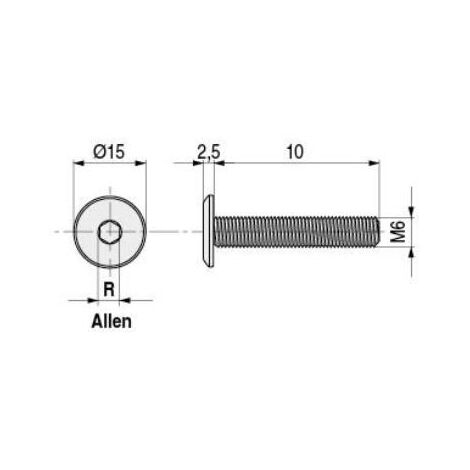 tornillo embellecedor cegas cabeza plana allen m6/m8 níquel. elegir largo. largo 110mm diámetro 6mm