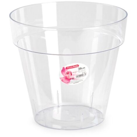 MACETA TRANSPARENTE PLASTICO 20 CM