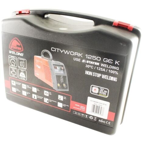 STAYER soldadura inverter st citywork 1250 ge k 12615 , Soldador Inverter Citywork 1250 GE K Equipo electrónico para soldadura por arco electrónico de toda clase de electrodo r