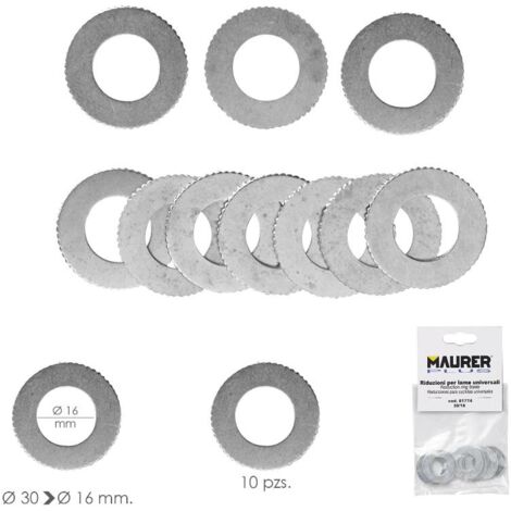 adaptadores / reductores disco corte madera ø 30 a ø 16 mm. (bolsa 10 piezas)