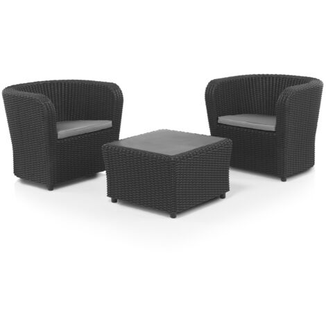SHAF tresillo nova tete a tete grafito , Conjunto tresillo Nova Tete a Tete grafitoSet de muebles para jardín, terraza o balcón compuesto por 1 mesa de centro y 2 sillones. -Es (1/5)