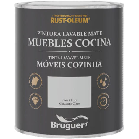 XYLAZEL pintura cocinas gris claro 0.75l lata , Esmalte para muebles en color gris claro Ideal para renovar armarios de la cocina con aspecto rústico Apto para cajones, pue
