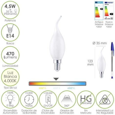 Bombilla LED Vela E14 OSRAM 5W Neutra 4000K Regulable