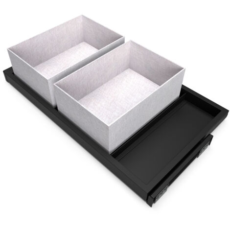emuca kit de bandeja, 2 cestos organizadores y bastidor de guías con cierre suave para armarios, regulable, módulo 800mm, negro texturizado
