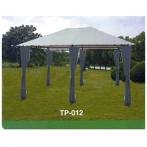 Pérgola metálica fija Pluvia 3,0x4,0x2,5 m con cortinas marrón
