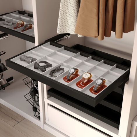 Emuca Kit de Organización para Cajones Negro Texturizado Gris Piedra
