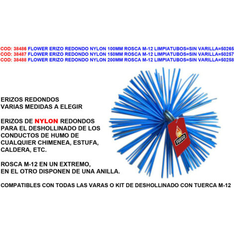 flower erizo nylon 150mm rosca m-12 limpiatubos s-varilla 50272