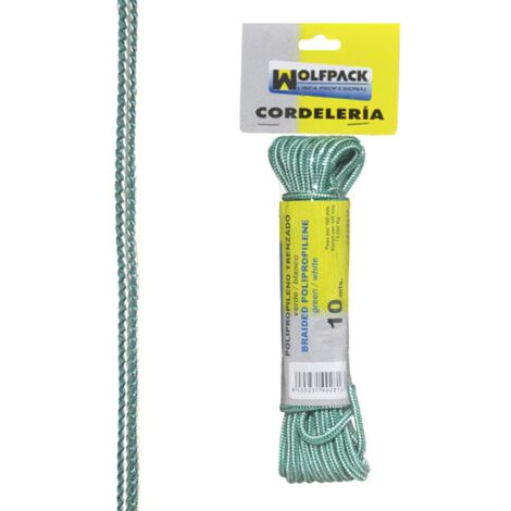 WOLFPACK LINEA PROFESIONAL cuerda trenzada polipropileno blanca / verde (madeja 10 m.)