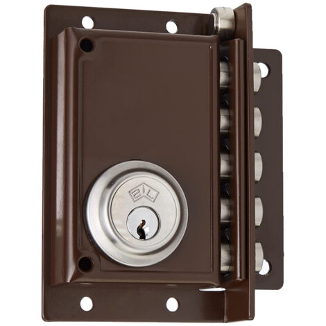 JIS cerradura jis  239 pintada marron 11x7/ derecha , Cerradura Jis  239 pintada marrón 11x7.- Pintada marron.- Cilindro fijo.- Sistema contrapalanca.- Pasa