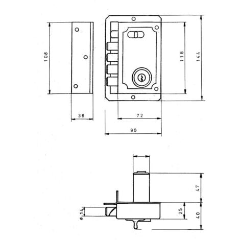 FAC fac cerradura sobre s-90 dcha pintada 11001 llave serreta