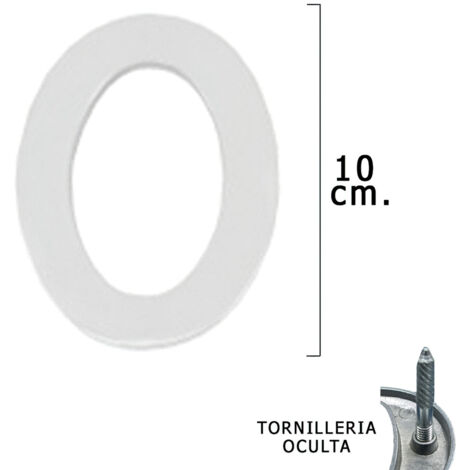 numero metal 0 plateado mate 10 cm. con tornilleria oculta (blister 1 pieza)