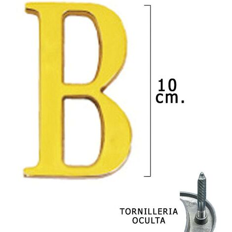 WOLFPACK LINEA PROFESIONAL - Letra Latón "B" 10 cm. con Tornilleria Oculta (Blister 1 Pieza)