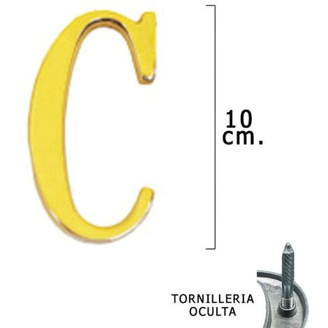 WOLFPACK LINEA PROFESIONAL - Letra Latón "C" 10 cm. con Tornilleria Oculta (Blister 1 Pieza)