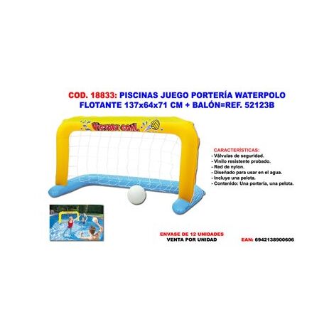 BESTWAY Portería de waterpolo flotante 137x64 con balón 52123B
