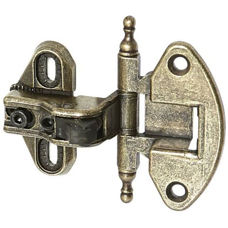 bisagra rústica con remate en oro viejo y plata vieja. material zamak. diámetro 35mm. regulación en el brazo acabado oro viejo
