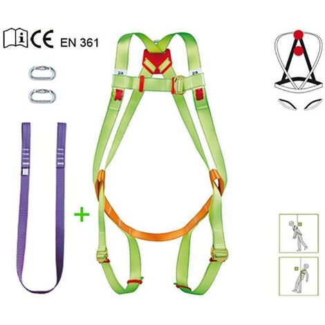 Arnés anticaídas con enganche dorsal básico incluye cuerda y mosquetón