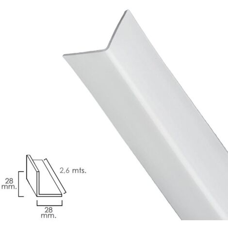 Perfil Pvc Angulo 25x25 mm. Blanco Barra 2,5 metros