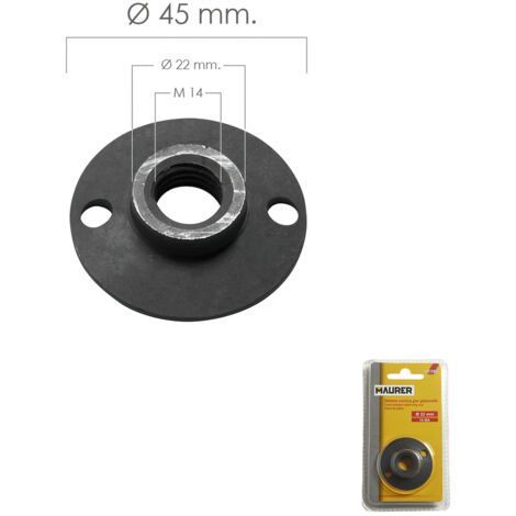 MAURER tuerca soporte amoladora para platos , Tuerca Amoladora Para Platos- Diametro: 22 mm.- Metrica 14.- Tuerca para sujetar el plato a la amoladora.- Rea