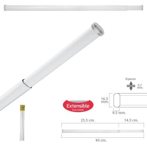 Barra Visillo Extensible 25.5/40 cm. Con Muelle Presion Ajustable (1 Pieza)