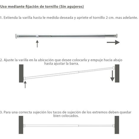 barra visillo extensible 85.5/150 cm. con muelle presion ajustable  (1 pieza)